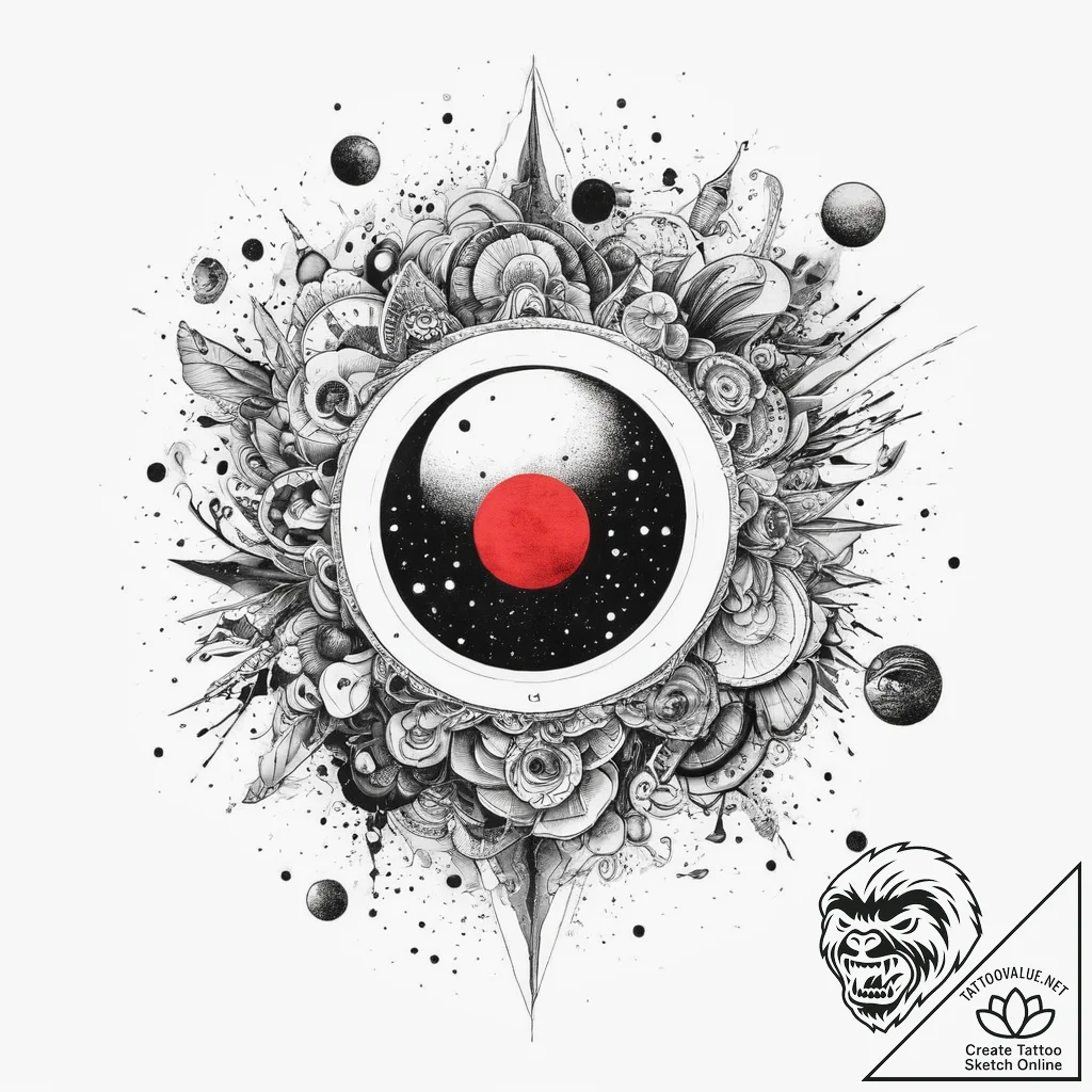 Tattoo sketch cosmic land, ink illustration f... - tattoo sketch (№1759469883_0, 03.10.2025 05:38) — tattoovalue.net