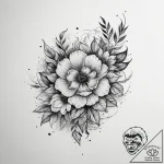 Tattoo sketch train with a flower, ink illust… – tattoo sketch (№1759471629_0, 03.10.2025 06:07) — tattoovalue.net