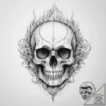 Tattoo sketch узор в виде черепа с огнем – tattoo sketch (№1759472071_0, 03.10.2025 06:14) — tattoovalue.net