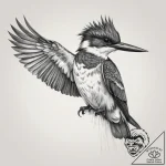Tattoo sketch belted kingfisher, tattoo line… – tattoo sketch (№1759472724_0, 03.10.2025 06:25) — tattoovalue.net