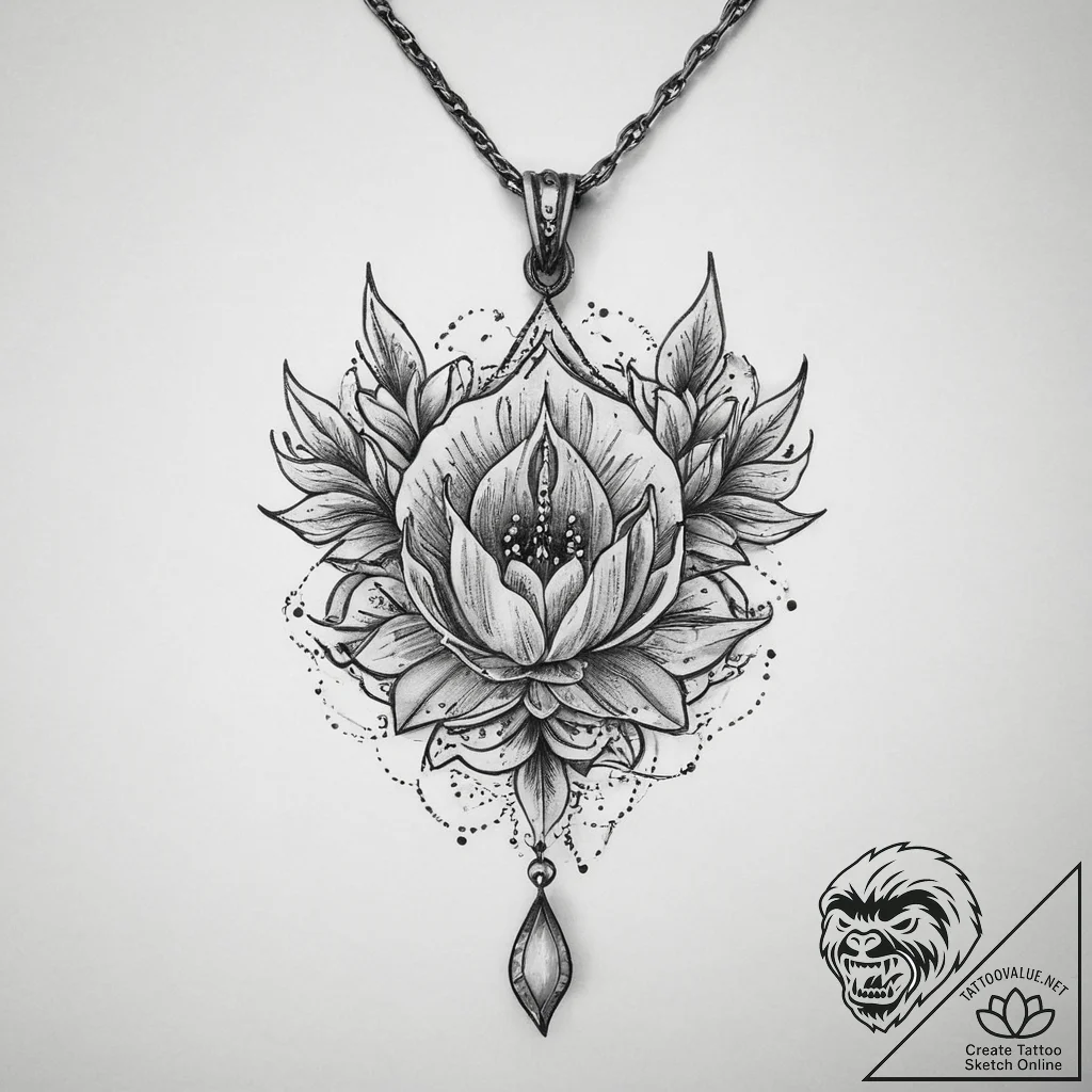 Tattoo sketch necklace with a pendant, tattoo... - tattoo sketch (№1759472941_0, 03.10.2025 06:29) — tattoovalue.net