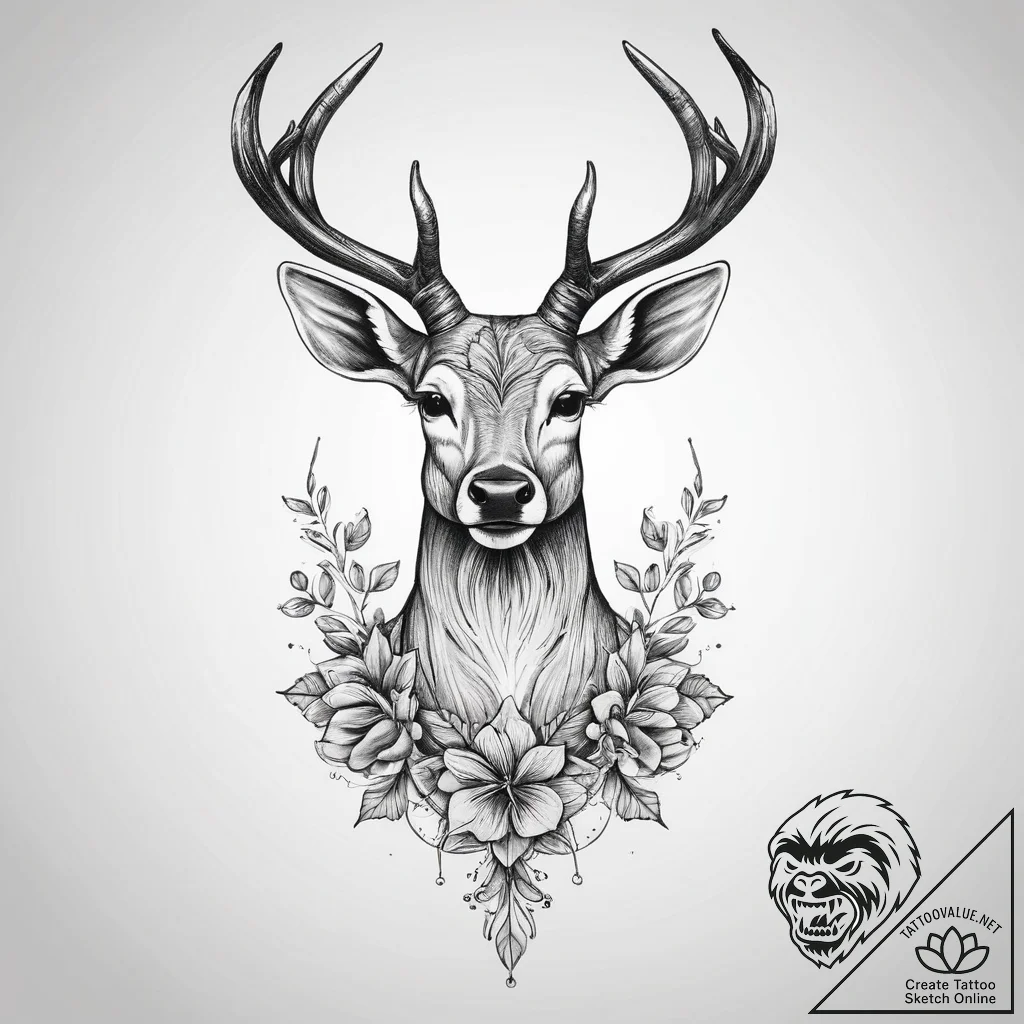 Tattoo sketch elegant doe tattoo, concept art... - tattoo sketch (№1759473602_0, 03.10.2025 06:40) — tattoovalue.net