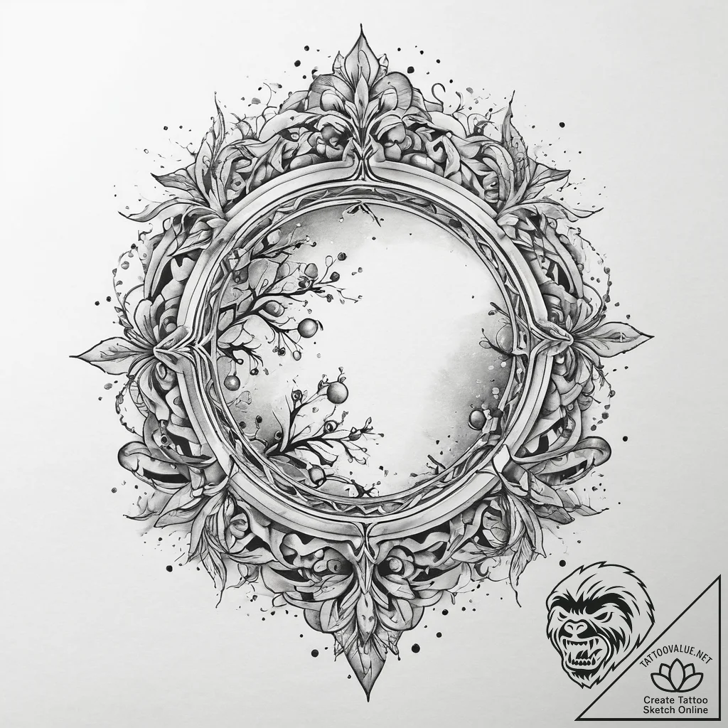 Tattoo sketch mirror, tattoo line art, on a c... - tattoo sketch (№1759475567_0, 03.10.2025 07:12) — tattoovalue.net
