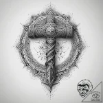 Tattoo sketch mjolnir with lightning, artisti… – tattoo sketch (№1759476013_0, 03.10.2025 07:20) — tattoovalue.net