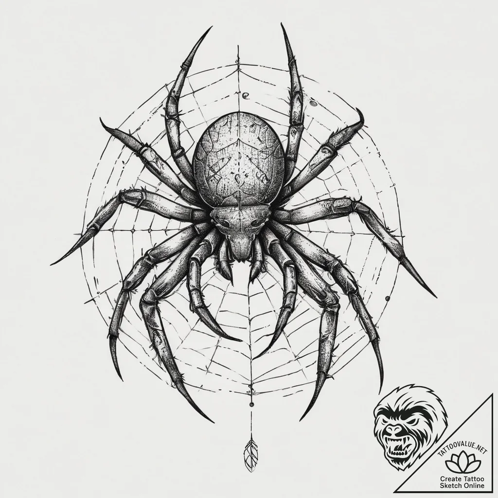 Tattoo sketch hands with a spider, ink illust... - tattoo sketch (№1759479530_0, 03.10.2025 08:18) — tattoovalue.net