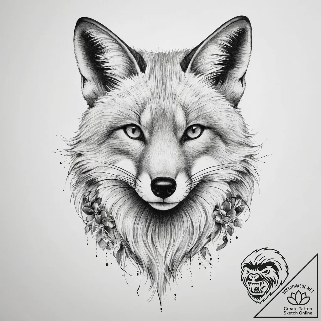 Tattoo sketch elegant fox - tattoo sketch (№1759480640_0, 03.10.2025 08:37) — tattoovalue.net