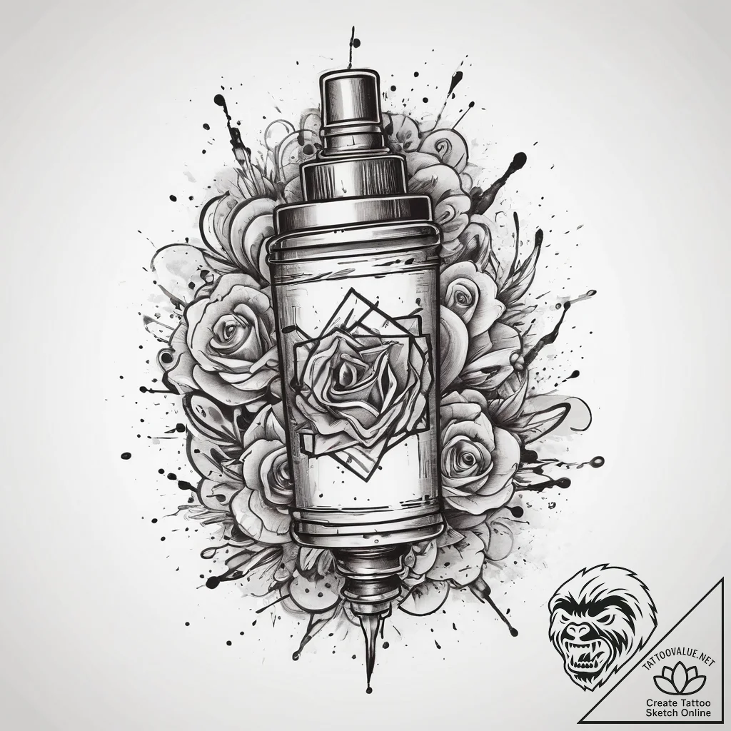 Tattoo sketch paint can with a splash, ink il... - tattoo sketch (№1759481302_0, 03.10.2025 08:48) — tattoovalue.net