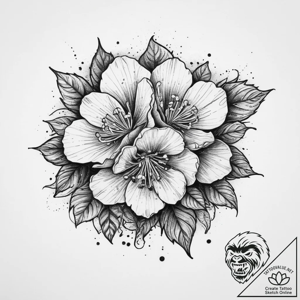 Tattoo sketch begonia, artistic tattoo sketch... - tattoo sketch (№1759481518_0, 03.10.2025 08:51) — tattoovalue.net