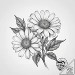 Tattoo sketch feverfew flower – tattoo sketch (№1759483489_0, 03.10.2025 09:24) — tattoovalue.net