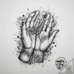 Tattoo sketch hands with a letter, tattoo fla… – tattoo sketch (№1759485896_0, 03.10.2025 10:04) — tattoovalue.net