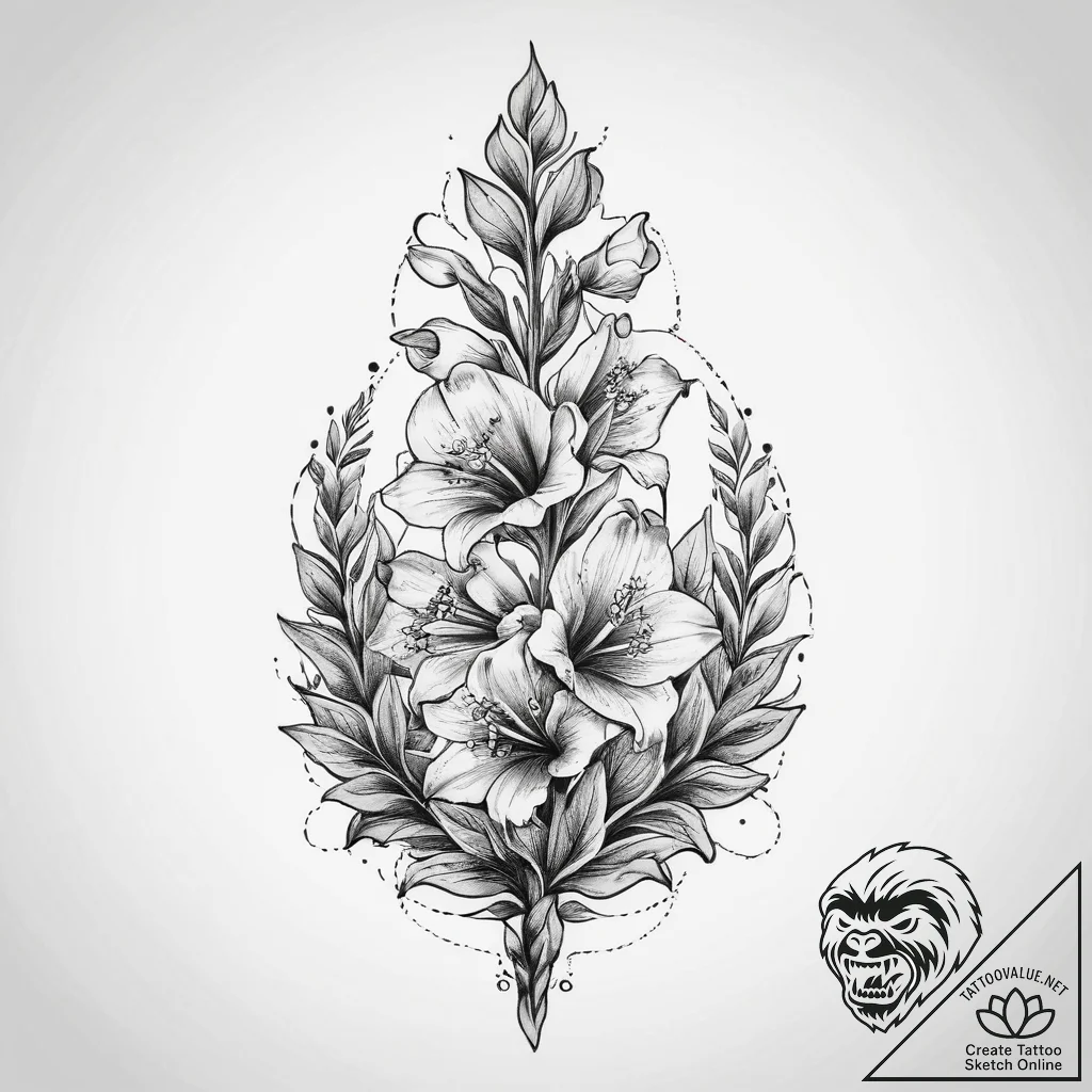 Tattoo sketch foxglove, tattoo sketch design,... - tattoo sketch (№1759486340_0, 03.10.2025 10:12) — tattoovalue.net