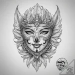 Tattoo sketch feathered mask tattoo, ink illu… – tattoo sketch (№1759487641_0, 03.10.2025 10:34) — tattoovalue.net