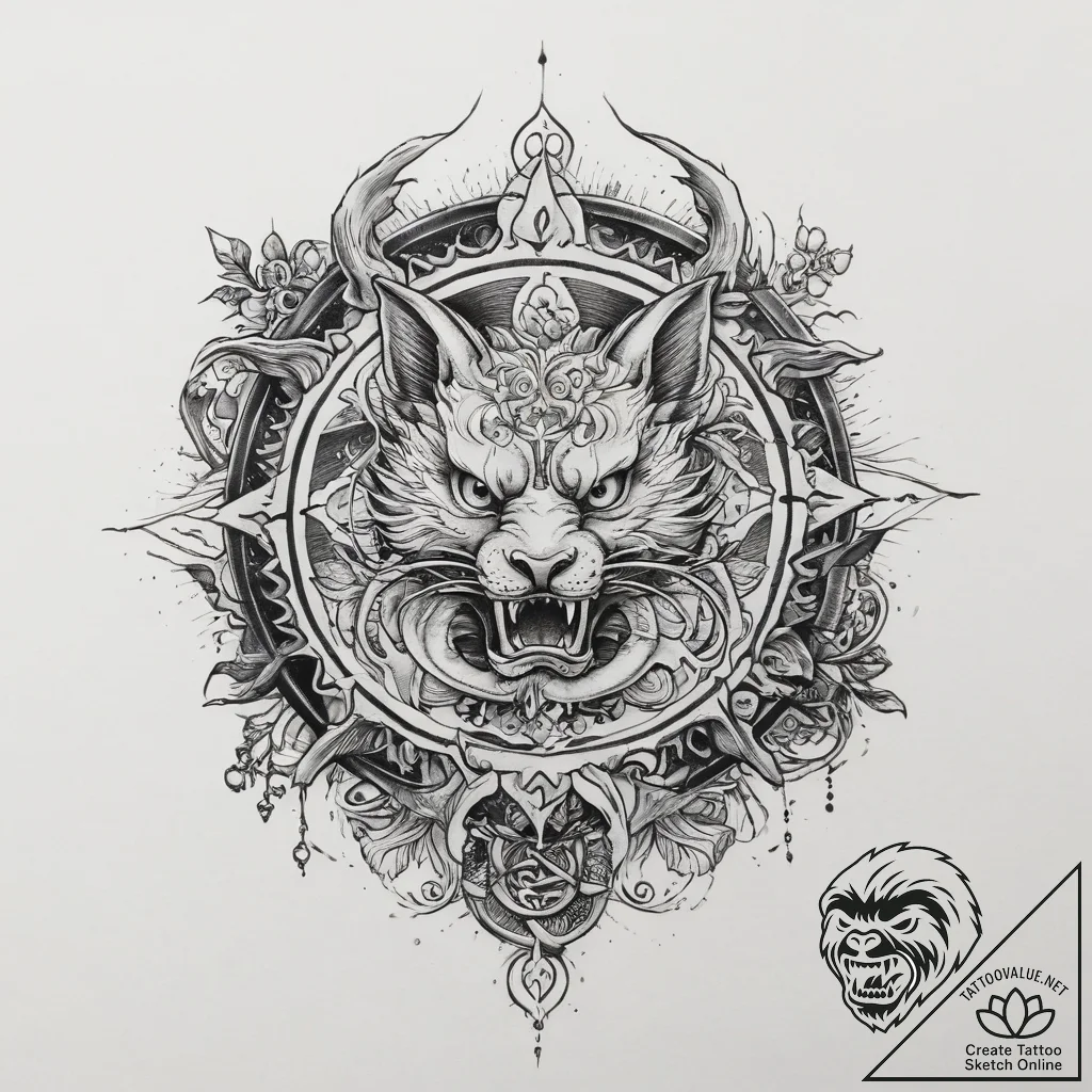 Tattoo sketch dharma wheel and eight spokes,... - tattoo sketch (№1759488302_0, 03.10.2025 10:45) — tattoovalue.net