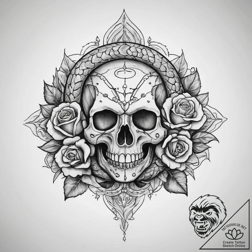Tattoo sketch fine line of a snake, ink illus... - tattoo sketch (№1759489180_0, 03.10.2025 10:59) — tattoovalue.net