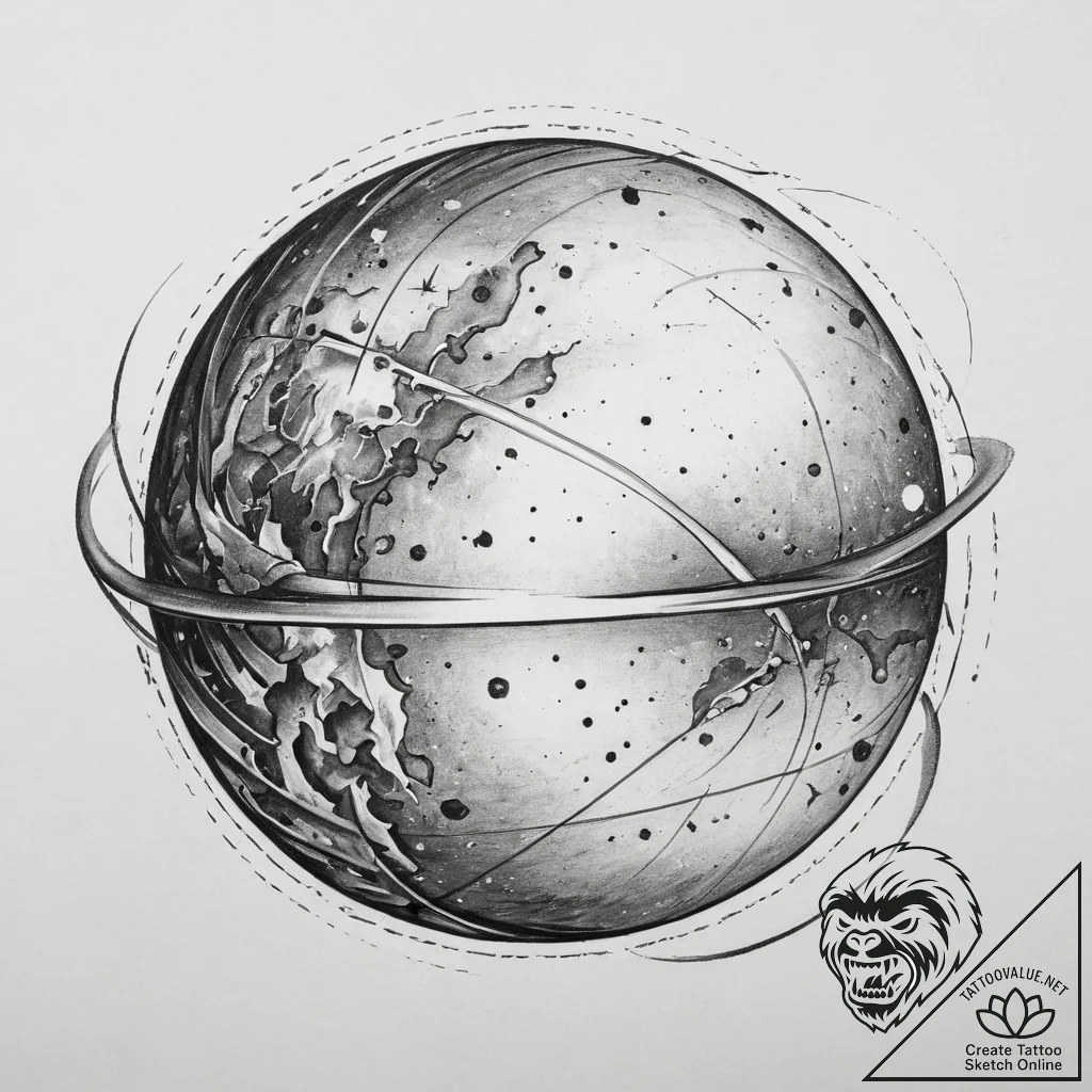 Tattoo sketch cosmic sphere, artistic tattoo... - tattoo sketch (№1759489397_0, 03.10.2025 11:03) — tattoovalue.net