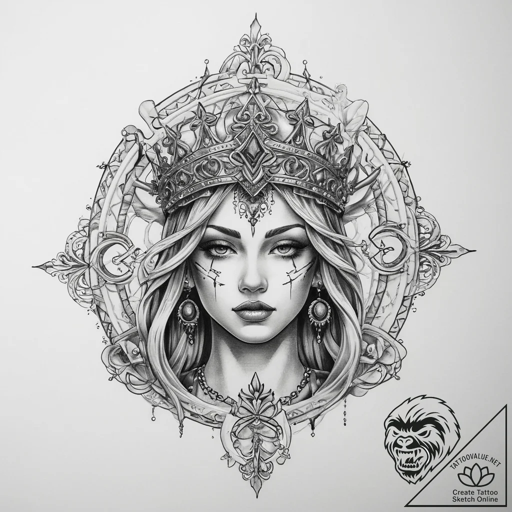 Tattoo sketch blessed realm - tattoo sketch (№1759490283_0, 03.10.2025 11:18) — tattoovalue.net