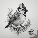 Tattoo sketch crested tit, tattoo line art, n… – tattoo sketch (№1759493120_0, 03.10.2025 12:05) — tattoovalue.net