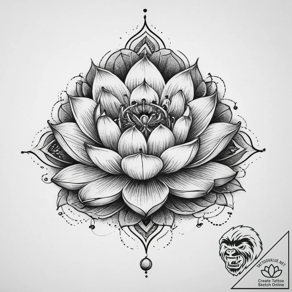 Tattoo sketch irezumi цветок лотоса, artistic... - tattoo sketch (№1759493987_0, 03.10.2025 12:19) — tattoovalue.net