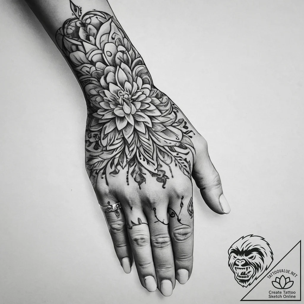 Tattoo sketch hands with a brush, concept art... - tattoo sketch (№1759494204_0, 03.10.2025 12:23) — tattoovalue.net