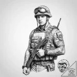 Tattoo sketch soldier with a document – tattoo sketch (№1759495718_0, 03.10.2025 12:48) — tattoovalue.net