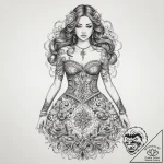 Tattoo sketch wedding dress with a quote, con… – tattoo sketch (№1759496370_0, 03.10.2025 12:59) — tattoovalue.net