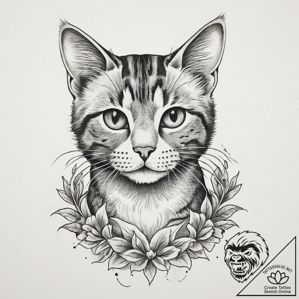 Tattoo sketch playful kitten, tattoo line art... - tattoo sketch (№1759496809_0, 03.10.2025 13:06) — tattoovalue.net