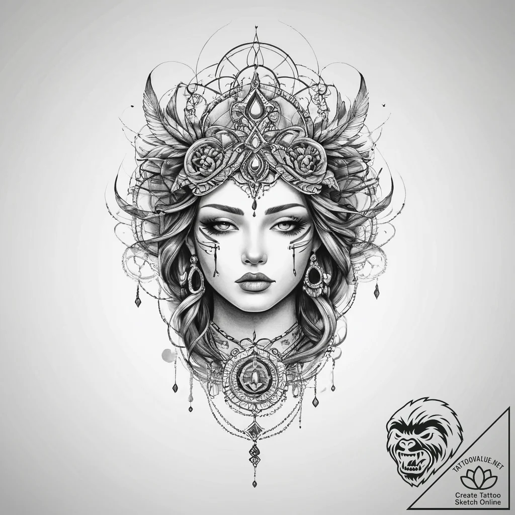 Tattoo sketch spirit - tattoo sketch (№1759497025_0, 03.10.2025 13:10) — tattoovalue.net