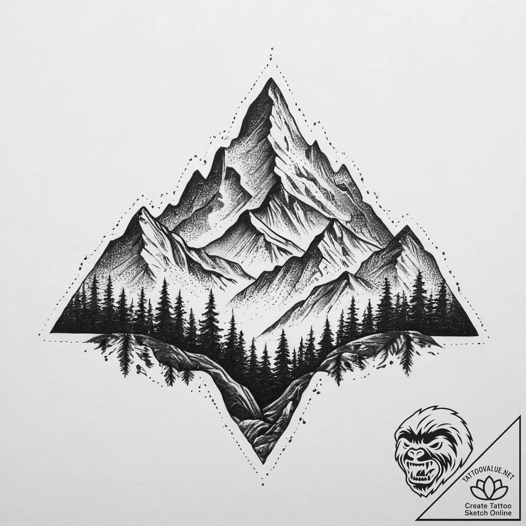Tattoo sketch mountain, tattoo drawing outlin... - tattoo sketch (№1759497467_0, 03.10.2025 13:17) — tattoovalue.net