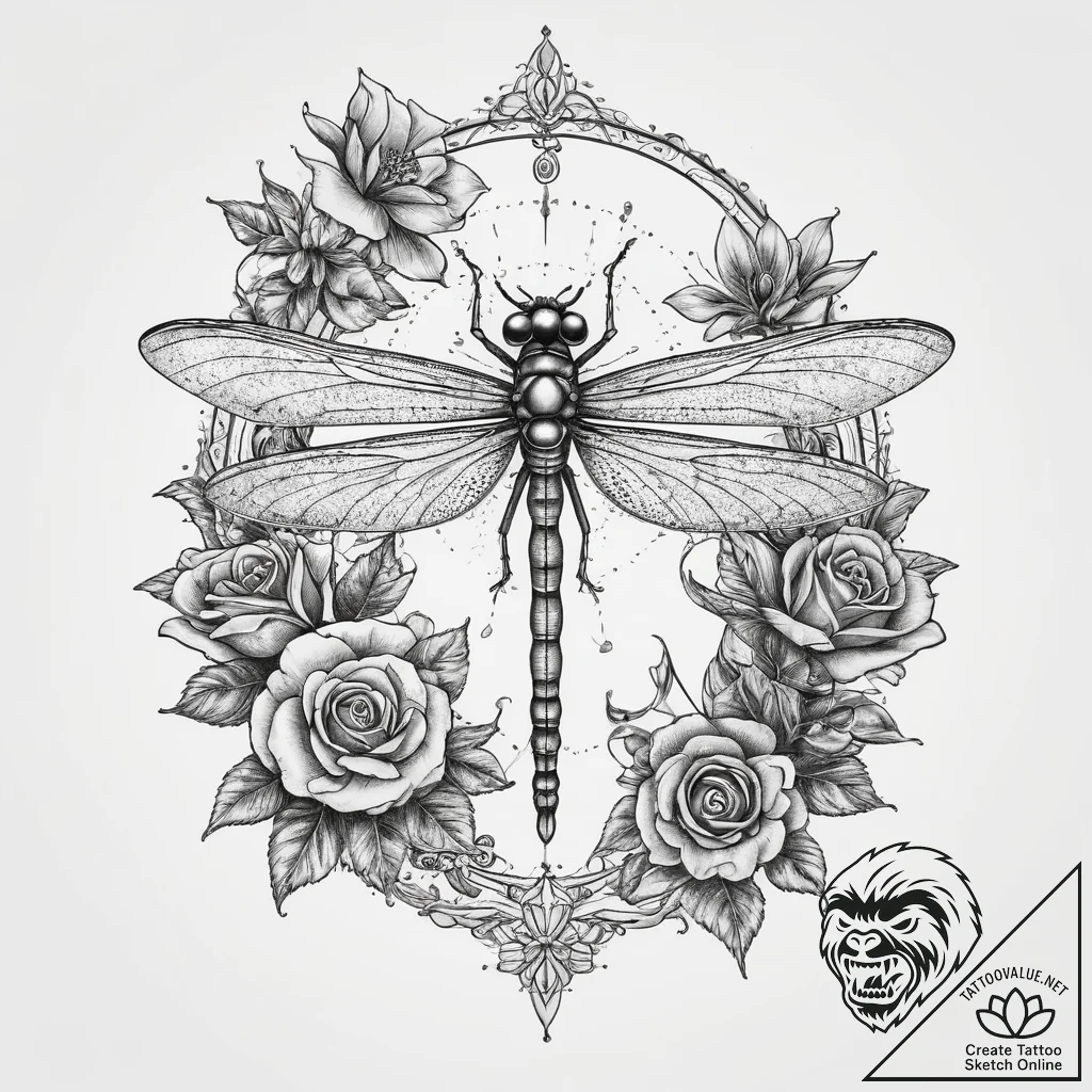 Tattoo sketch damselfly, tattoo flash sheet d... - tattoo sketch (№1759498119_0, 03.10.2025 13:28) — tattoovalue.net