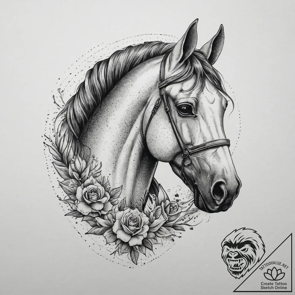 Tattoo sketch dobrynya nikitich with a horse,... - tattoo sketch (№1759498340_0, 03.10.2025 13:32) — tattoovalue.net