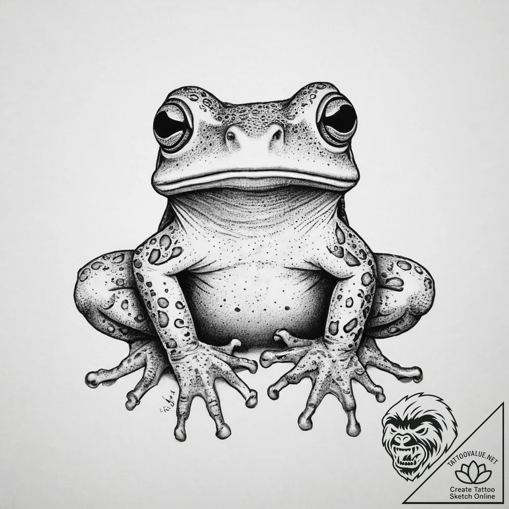 Tattoo sketch puns a frog that says "i'm a fr... - tattoo sketch (№1759499225_0, 03.10.2025 13:47) — tattoovalue.net