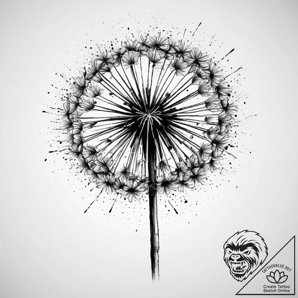 Tattoo sketch dandelion flower, tattoo drawin... - tattoo sketch (№1759500746_0, 03.10.2025 14:12) — tattoovalue.net