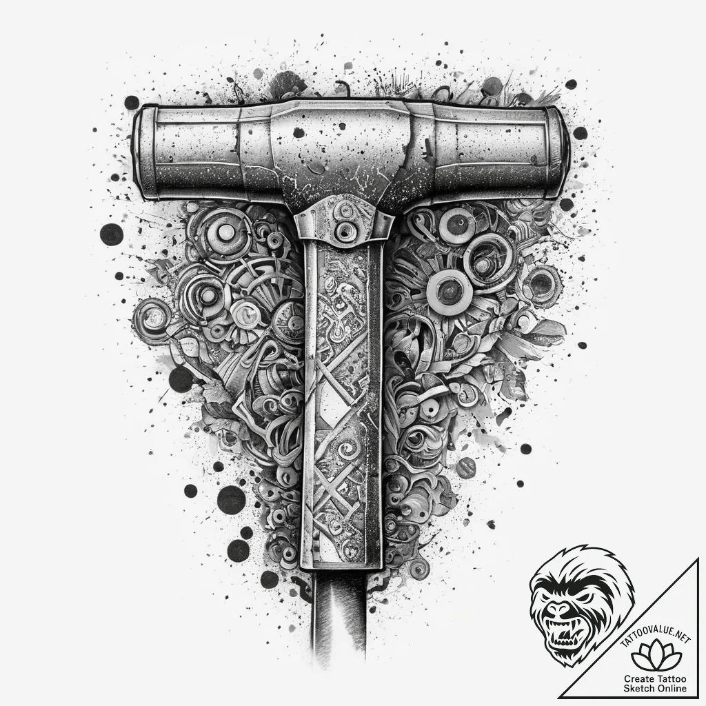 Tattoo sketch berlin wall with a hammer, tatt... - tattoo sketch (№1759501621_0, 03.10.2025 14:27) — tattoovalue.net