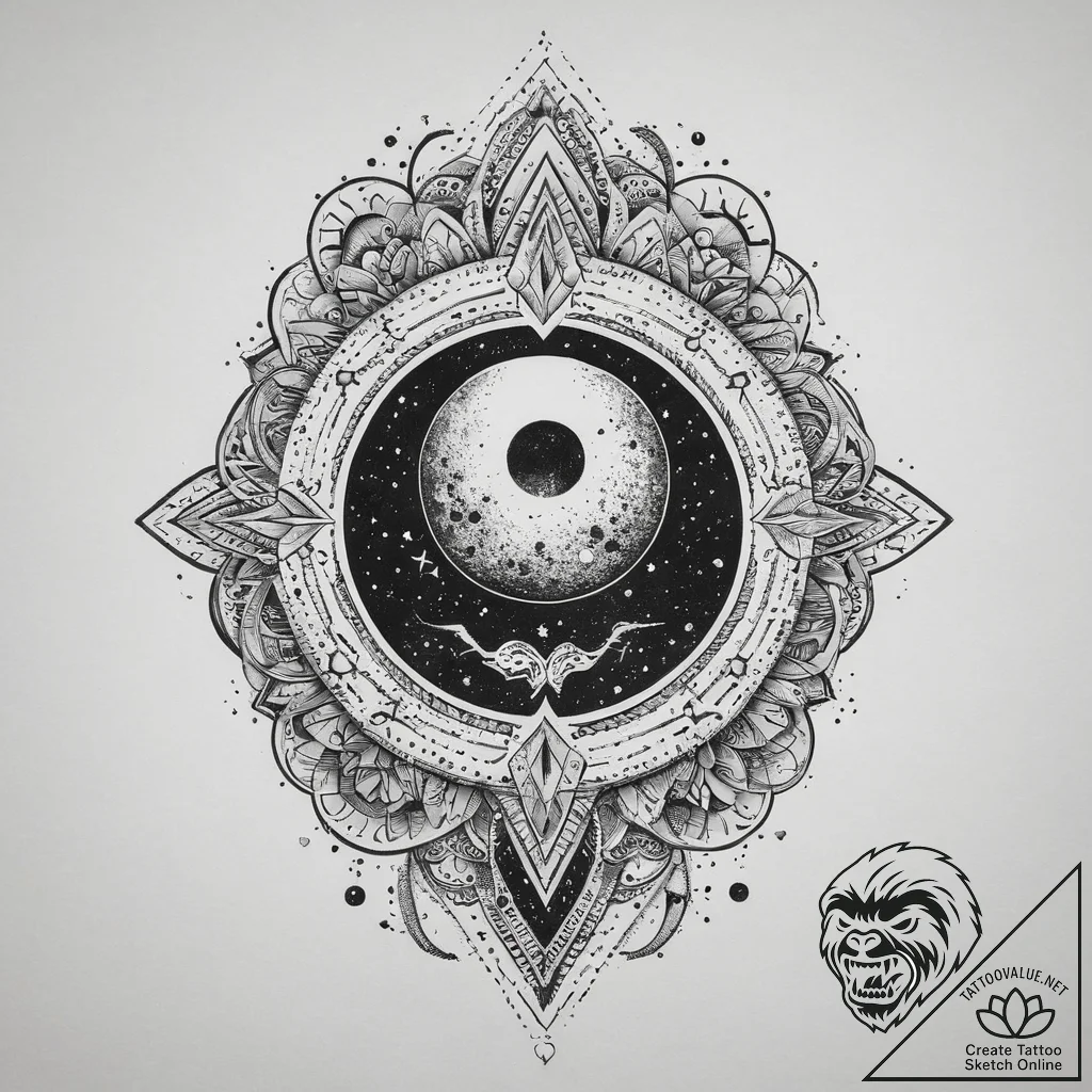 Tattoo sketch cosmic history, concept art for... - tattoo sketch (№1759501862_0, 03.10.2025 14:31) — tattoovalue.net
