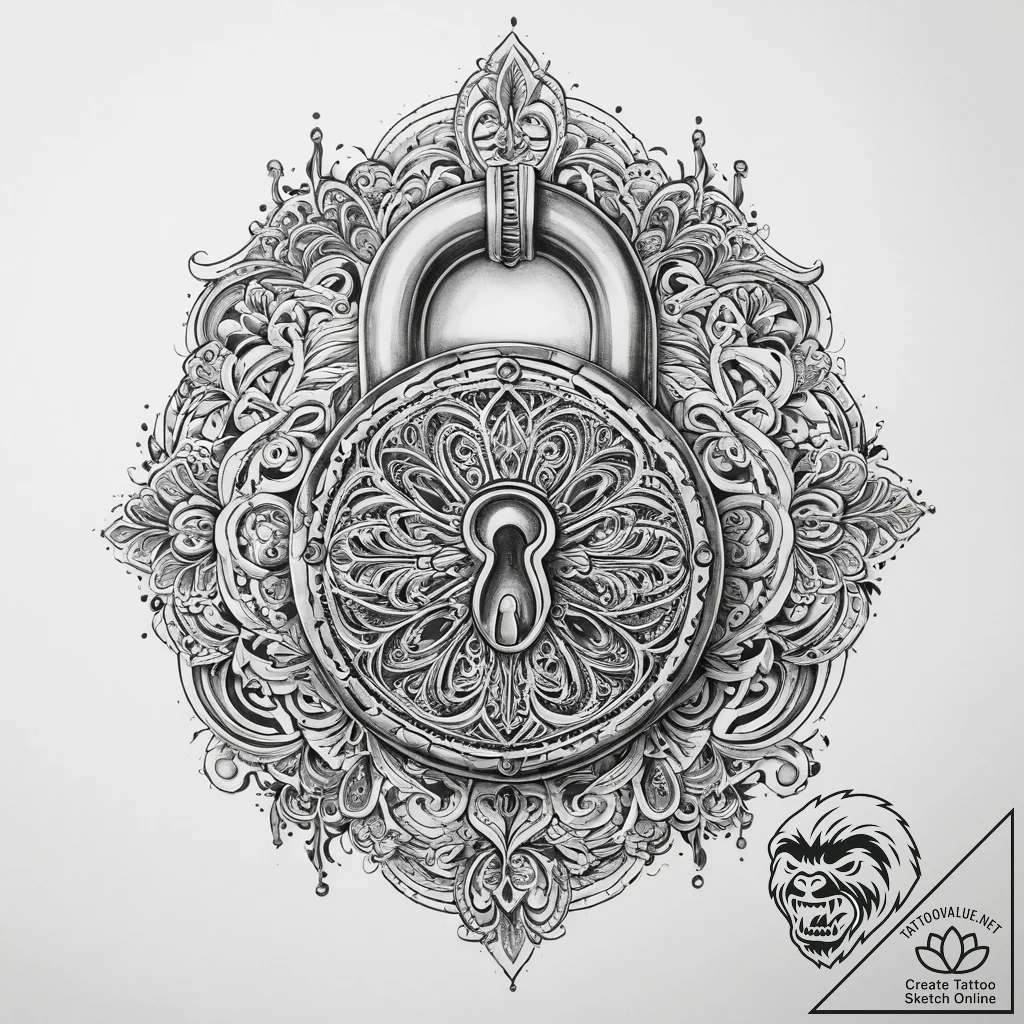 Tattoo sketch hands with a lock, artistic tat... - tattoo sketch (№1759502080_0, 03.10.2025 14:34) — tattoovalue.net