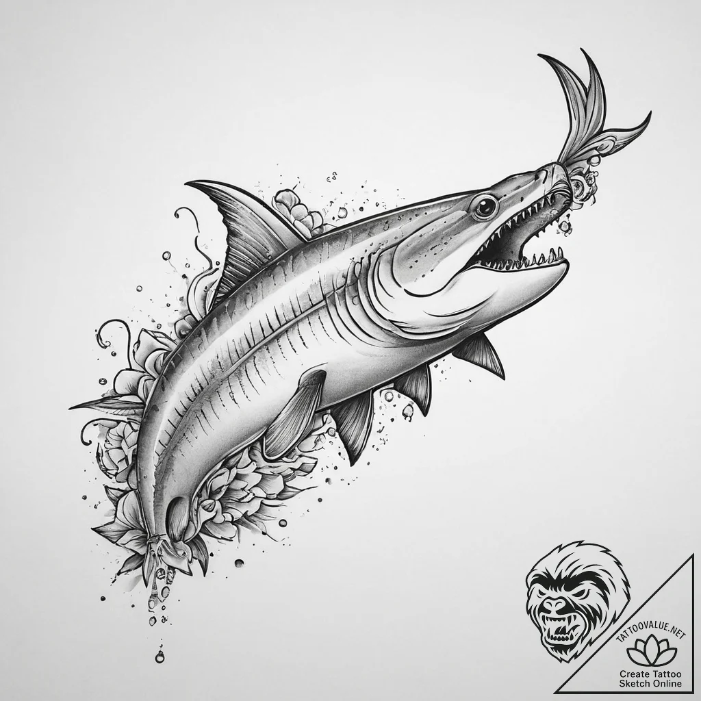 Tattoo sketch siberian sturgeon, tattoo flash... - tattoo sketch (№1759502517_0, 03.10.2025 14:41) — tattoovalue.net