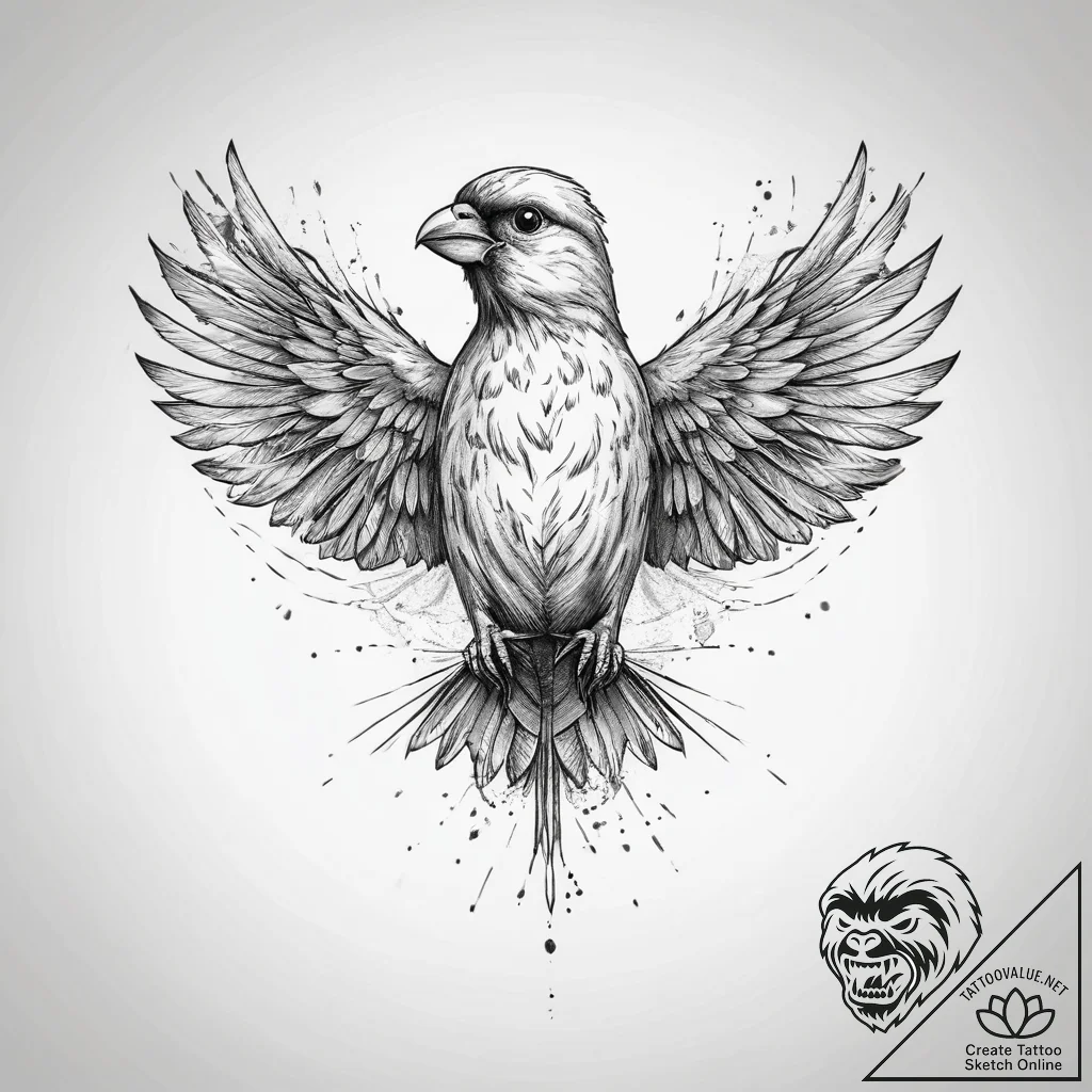 Tattoo sketch finch, tattoo sketch design, bo... - tattoo sketch (№1759503817_0, 03.10.2025 15:03) — tattoovalue.net