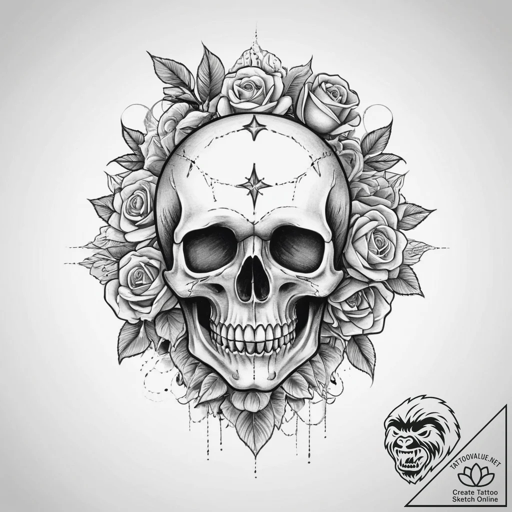 Tattoo sketch a book with a skull, concept ar... - tattoo sketch (№1759505130_0, 03.10.2025 15:25) — tattoovalue.net