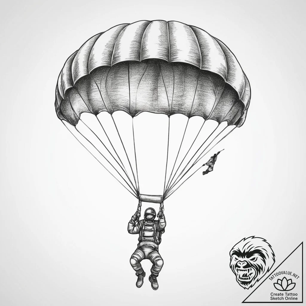 Tattoo sketch skydiving a parachute - tattoo sketch (№1759505780_0, 03.10.2025 15:36) — tattoovalue.net