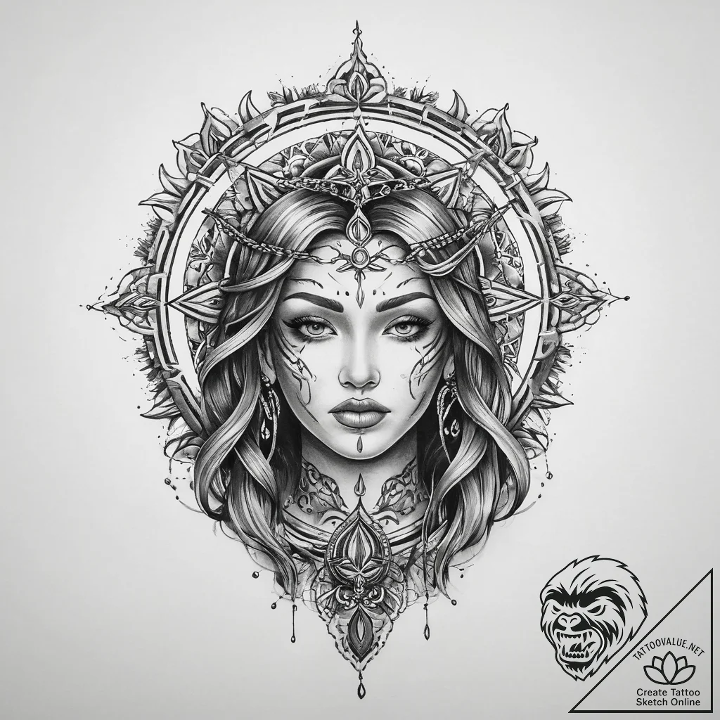 Tattoo sketch blessed spirit - tattoo sketch (№1759507076_0, 03.10.2025 15:57) — tattoovalue.net