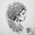 Tattoo sketch graceful woman, artistic tattoo… – tattoo sketch (№1759508174_0, 03.10.2025 16:16) — tattoovalue.net