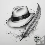 Tattoo sketch fedora with a feather, tattoo f… – tattoo sketch (№1759508615_0, 03.10.2025 16:23) — tattoovalue.net