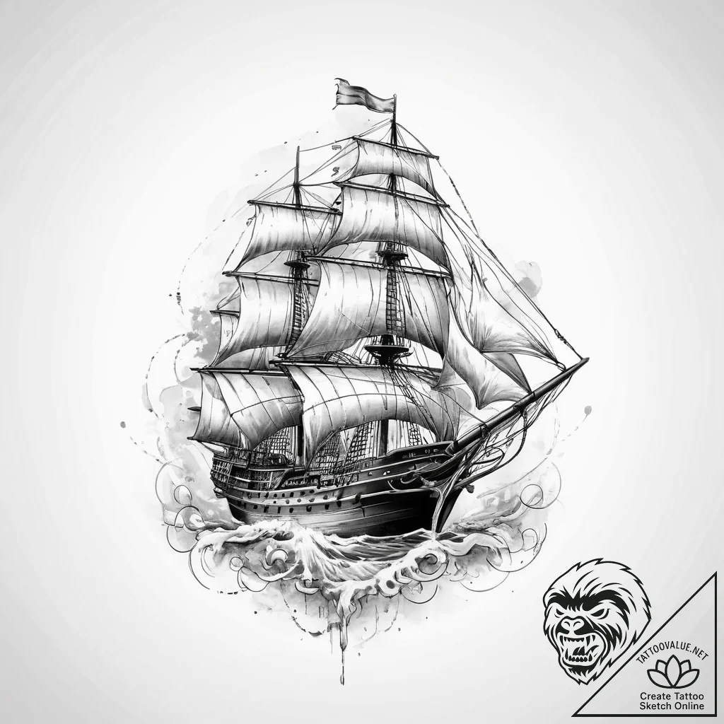 Tattoo sketch ship - tattoo sketch (№1759508831_0, 03.10.2025 16:27) — tattoovalue.net