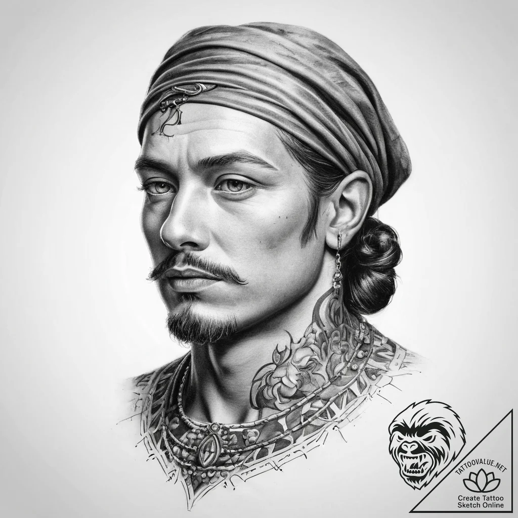 Tattoo sketch a historical figure - tattoo sketch (№1759509048_0, 03.10.2025 16:30) — tattoovalue.net