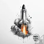 Tattoo sketch space race rocket taking off, c… – tattoo sketch (№1759509700_0, 03.10.2025 16:41) — tattoovalue.net