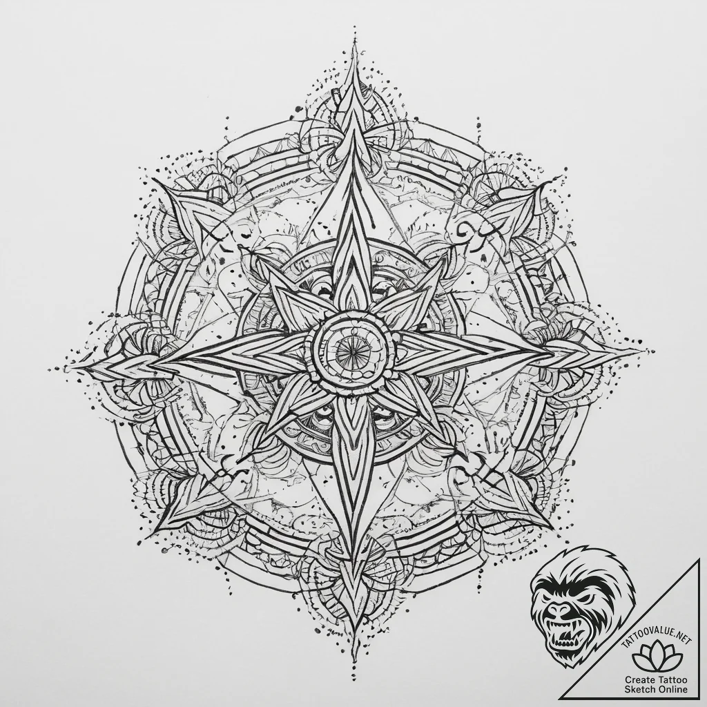 Tattoo sketch slavic embroidery pattern with... - tattoo sketch (№1759511225_0, 03.10.2025 17:07) — tattoovalue.net