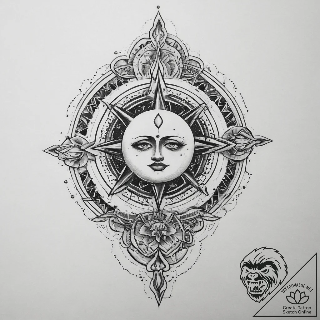 Tattoo sketch cosmic fount, tattoo line art,... - tattoo sketch (№1759511658_0, 03.10.2025 17:14) — tattoovalue.net