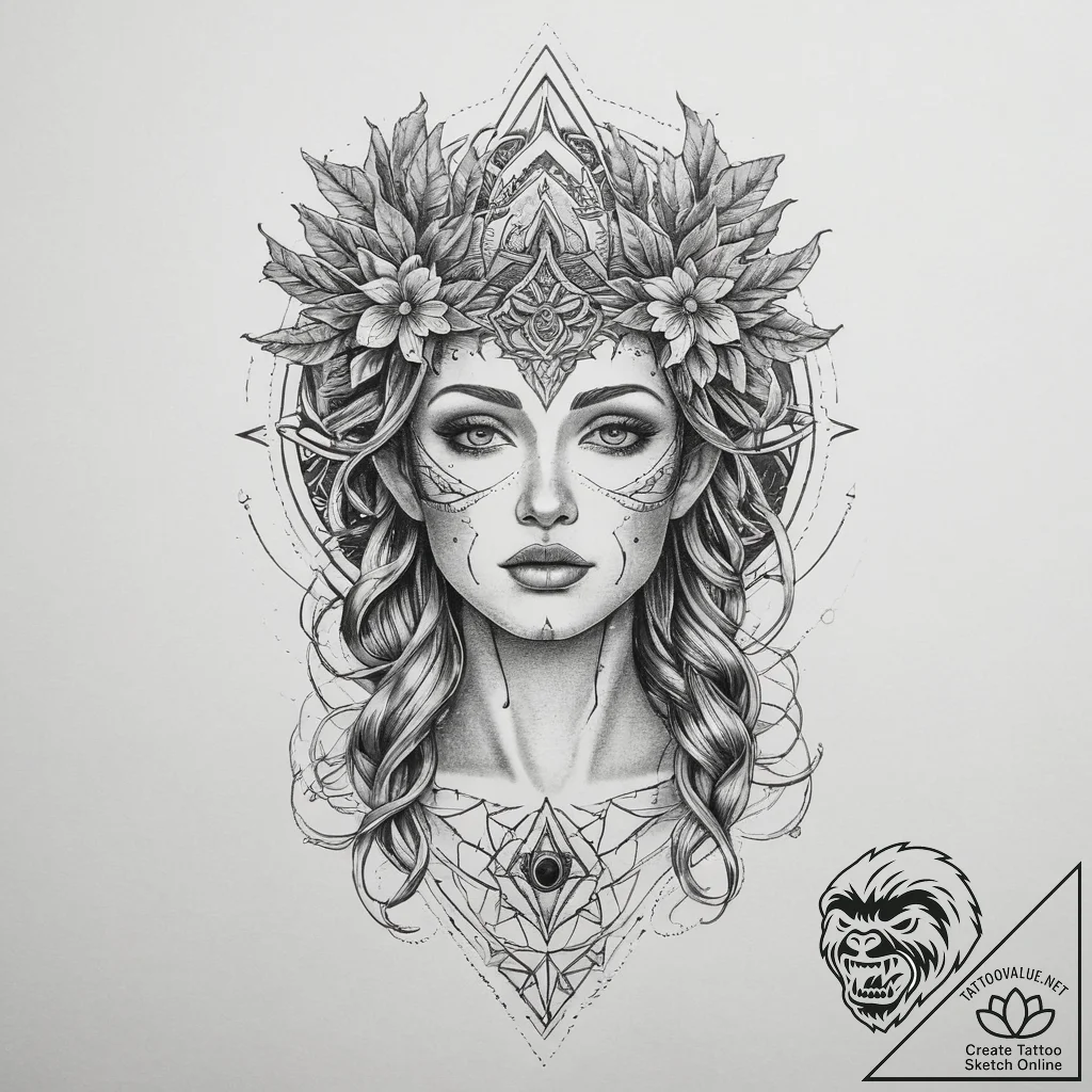 Tattoo sketch dryad awakening, artistic tatto... - tattoo sketch (№1759512744_0, 03.10.2025 17:32) — tattoovalue.net