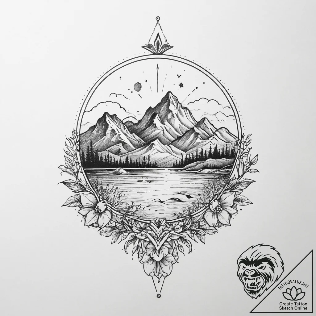 Tattoo sketch абстрактный пейзаж, tattoo draw... - tattoo sketch (№1759514270_0, 03.10.2025 17:57) — tattoovalue.net