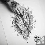 Tattoo sketch hands with a scissors – tattoo sketch (№1759514485_0, 03.10.2025 18:01) — tattoovalue.net